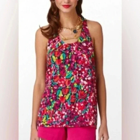 Lilly Pulitzer | Wild Confetti Devaney Tank Blouse Floral Polka Dot Size XS - Picture 1 of 7